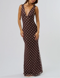 Mocha Dot Maxi Dress