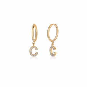 Diamond Initial Huggie Hoops