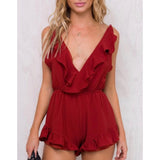 "Angelica" Red Sleeveless Romper